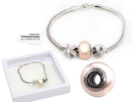 Swarovski Bead , heart and flower bracelet